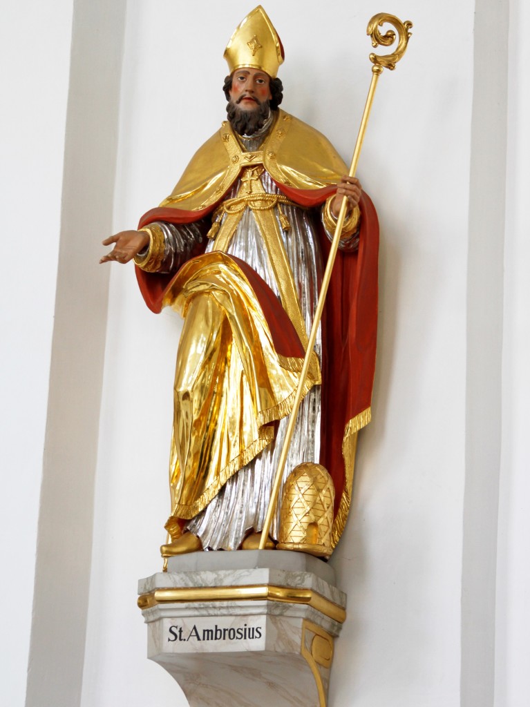 Statue_of_St._Ambrosius_-_Nave_-_Jesuitenkirche_-_Heidelberg_-_Germany_2017